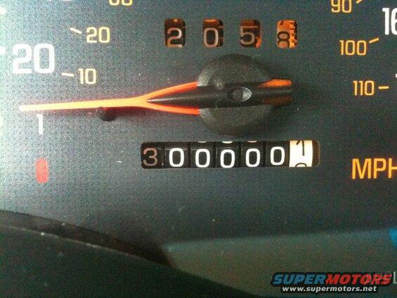 Car odometer showing 300,000 miles and speedometer needle near 20 MPH.