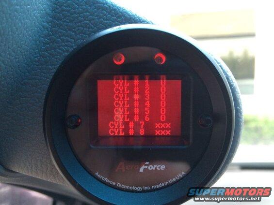 Aeroforce gauge showing cylinder status on a red digital display.