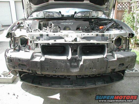 Close-up of the car without the bumper cover on.