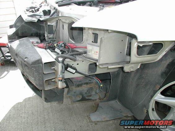 Close-up of the car without the bumper cover on.
