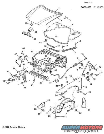 Diagram of automotive parts for a 2002 Pontiac Grand Prix.