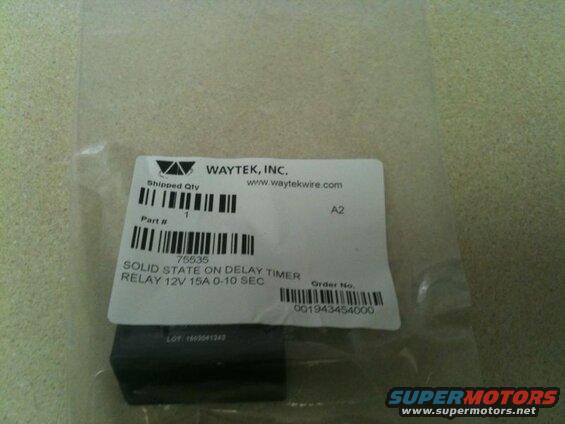 Waytek, Inc. Solid State On Delay Timer Relay, Part # 75535, 12V 15A 0-10 SEC