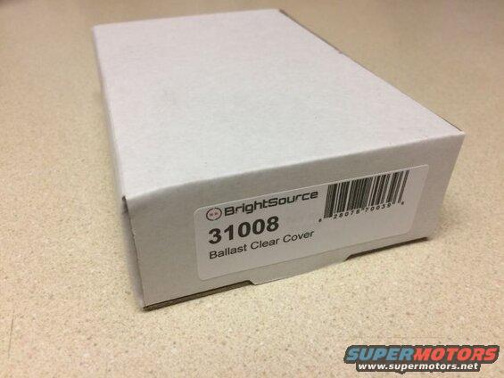 White cardboard box with label: BrightSource 31008 Ballast Clear Cover and barcode.