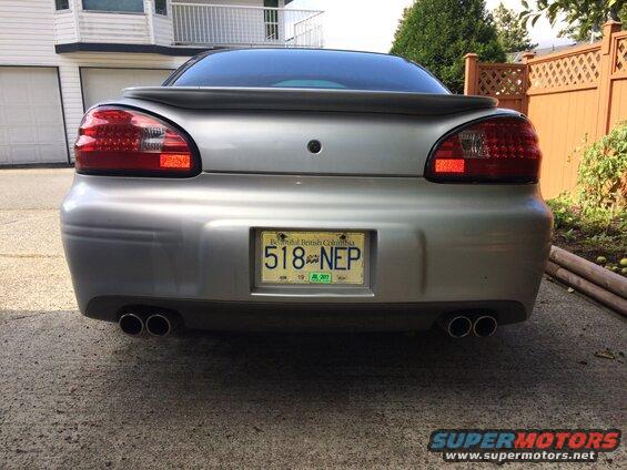 Silver 2002 Pontiac Grand Prix rear view with British Columbia license plate