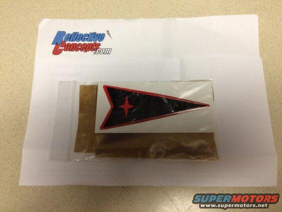 Front "arrowhead" replacement decal in reflec-dome gloss black w/ red reflective border.