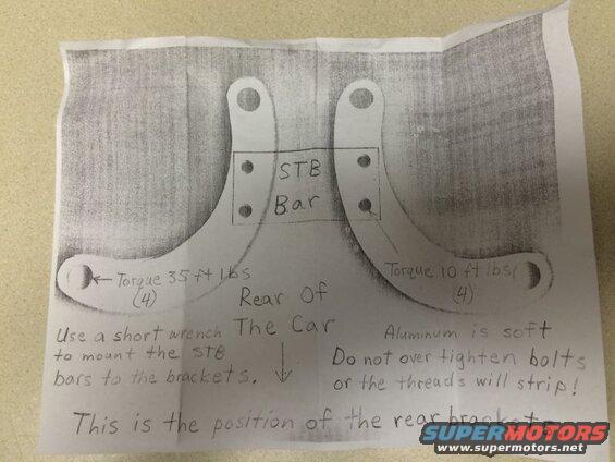 Front and rear brackets with hardware and instructions.