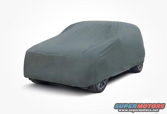 Grey car cover on a vehicle, showing tires and lower body.