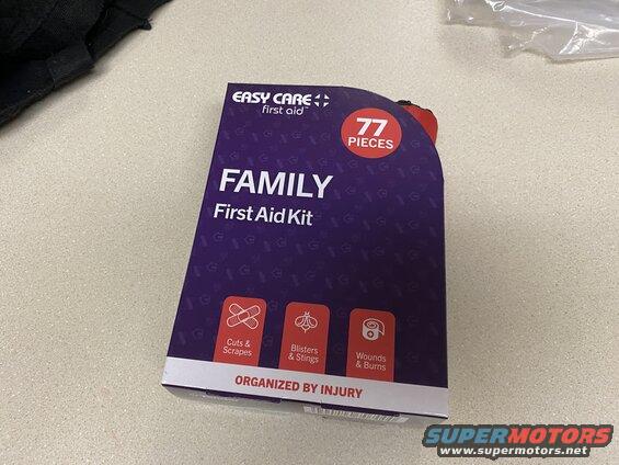 Box for a Family First Aid Kit with 77 pieces.