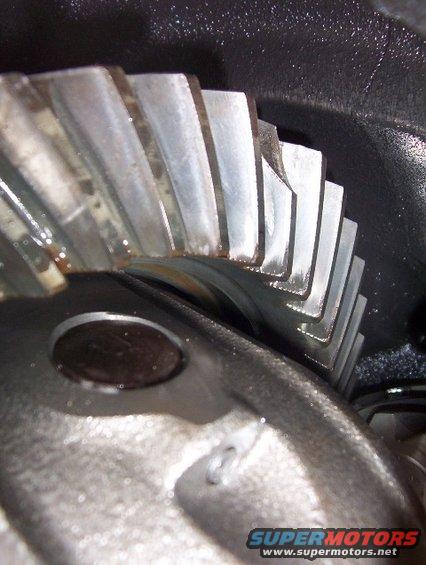 Close-up of meshing differential gears, likely from a truck or heavy equipment