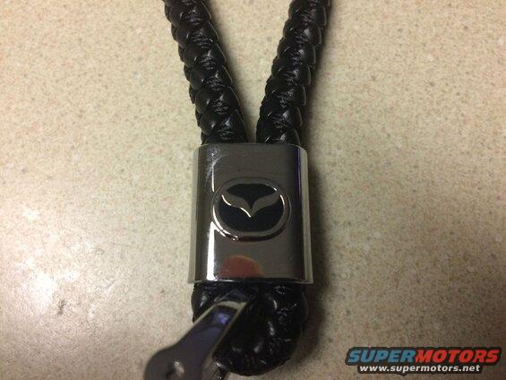 Black braided keychain with silver Mazda logo fob and key ring