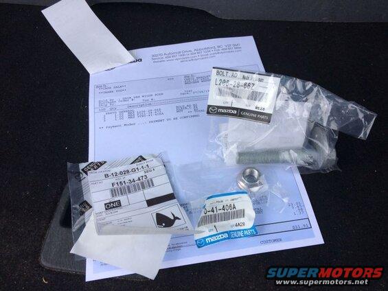 Alignment bolt, nut and washer; dealer only parts.