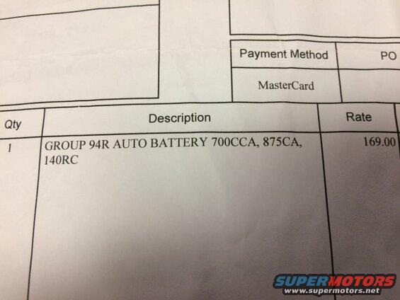 Receipt from the previous owner; battery is almost 4 years old.