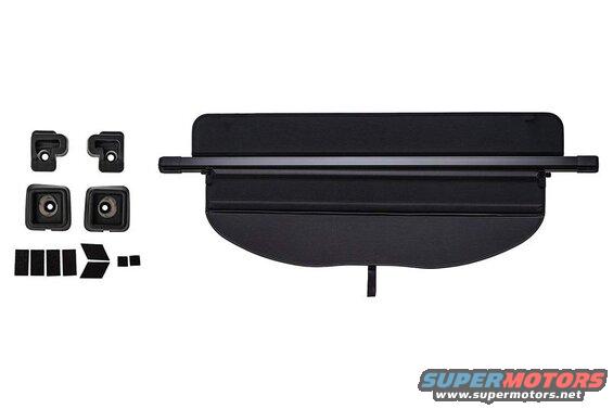 Black retractable cargo cover with mounting hardware