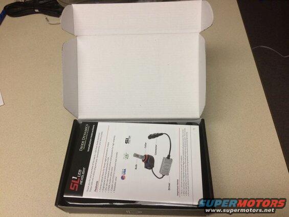 Diode Dynamics SL1 LED Headlight installation manual inside an open box.
