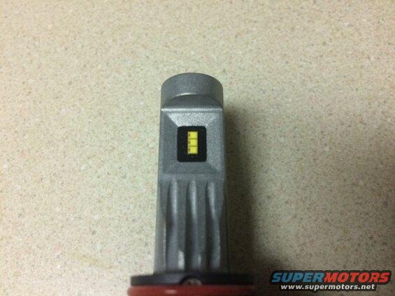 LED headlight bulb with silver heatsink and yellow LEDs