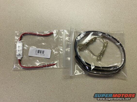 Red SM5050 LED strips and dimmer switch for accent lighting.