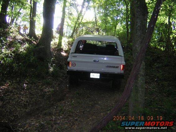 White 1984 Chevrolet K5 Blazer rear view off-road