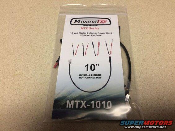 MirrorTap MTX Series 12 Volt Radar Detector Power Cord, 10 inch, RJ11 connector