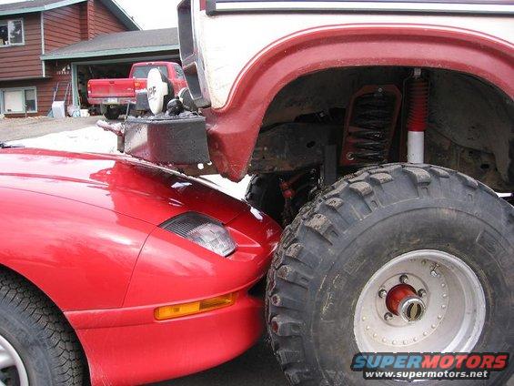 img_1638.jpg Close up view. Probably could have hit the bumper with the tires, but didn't want to accidently hit the car.