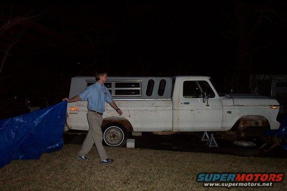 1.jpg How to hide a partially-stripped '73 F100 for an outdoor dinner party.  Start with a tarp...