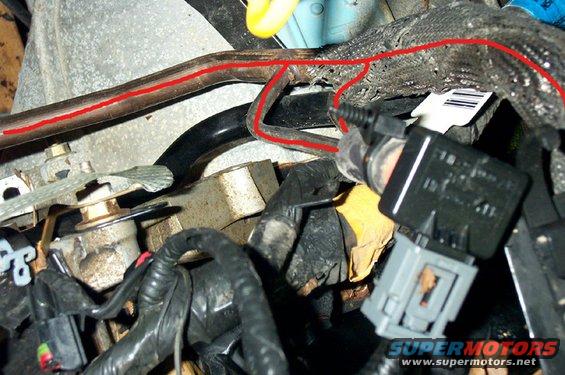 egrsupplytube2.jpg The red lines are the EGR supply tube. The black part with the grey plug is the '01 DPFE sensor