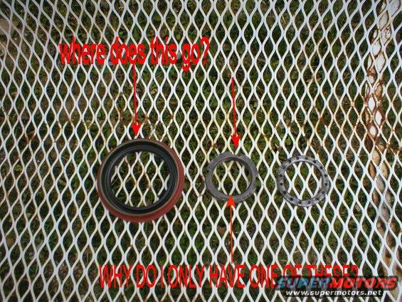 three metal and rubber rings laid out on a white grate, with red text asking 'Where does this go?' and 'Why do I only have one of these?'