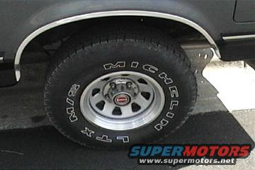 Close-up of a tire and wheel on a Ford Bronco
