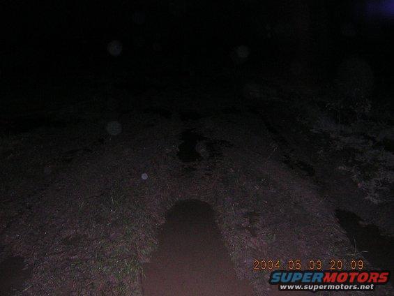 Dark, muddy ground with some grass, possibly a trail at night. Date stamp in corner