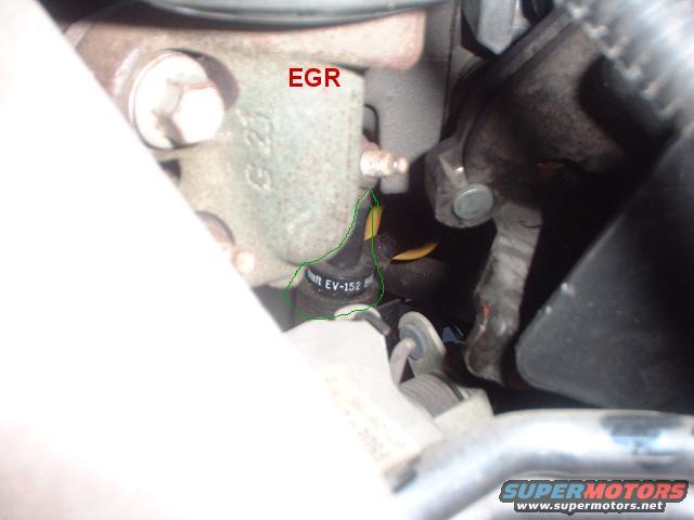 Engine component labeled EGR with a hose marked EV-152