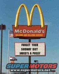 McDonald's sign with a message about Subway's Jared