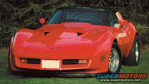 Red 1981 Chevrolet Corvette with hood scoop, front 3/4 view