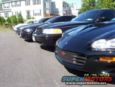 Several cars parked in a row, including a black Chevrolet Camaro in the foreground