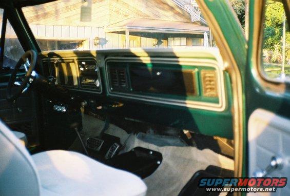 upfront.jpg Upfront after I redid all of the interior. New seats, carpet, paint, trim pieces, etc. All of the wiring was redone as well. Doors have 6 1/2" Pioneer speakers and have all new weatherstripping also. The dash now fits a more modern single DIN size head unit too, and added guages, a steering wheel, pedal covers, a new headliner and sound deadening are there too.