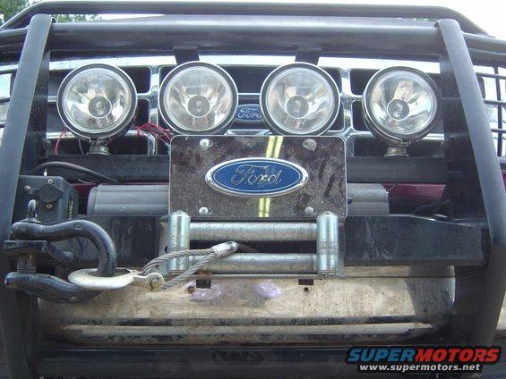 1993 Ford Bronco front grille with winch, lights, and Ford badge