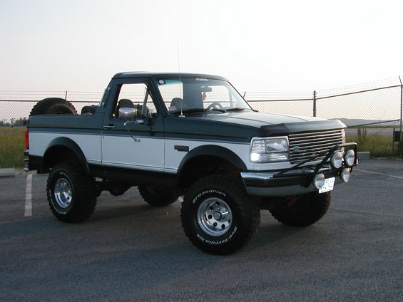 1994 Ford Bronco with two-tone paint and off-road lights