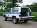 1982 Chevrolet Blazer - Rear view of a two-tone blue and white 1982 Chevrolet K5 Blazer with its tailgate open.