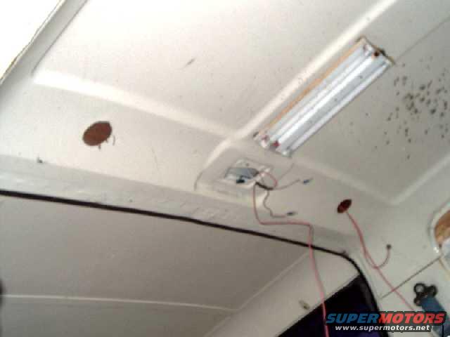 mounting holes for exterior spotlights; roof view