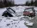 1980 Ford F-100 - Two Jeeps are stuck in a frozen, icy ditch with snow covering the ground and vehicles.