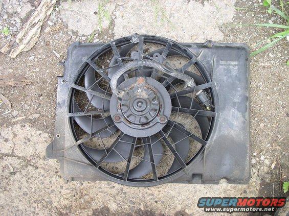 Radiator fan assembly with black plastic shroud and motor