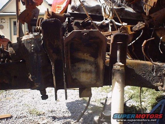 Burnt chassis and engine components