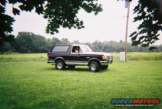 Black 1987 Ford Bronco parked in a grassy field