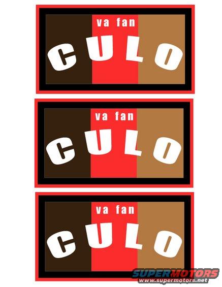 Three identical rectangular stickers with text 'va fan CULO' and a 'supermotors.net' watermark