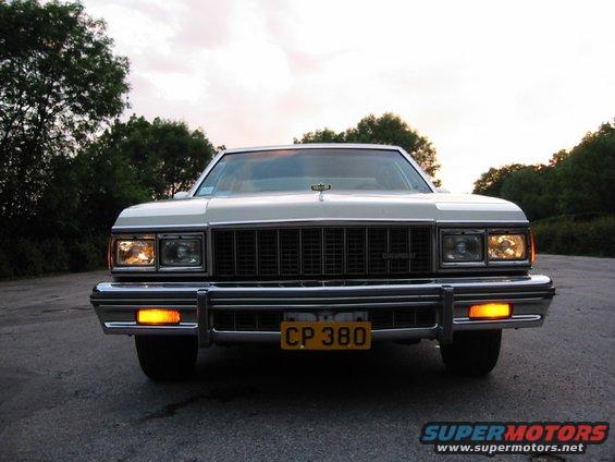 White 1979 Chevrolet Caprice front view with yellow license plate CP 380