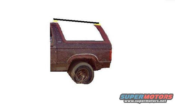 Rusty brown Ford Bronco side view, flat tire, white roof section