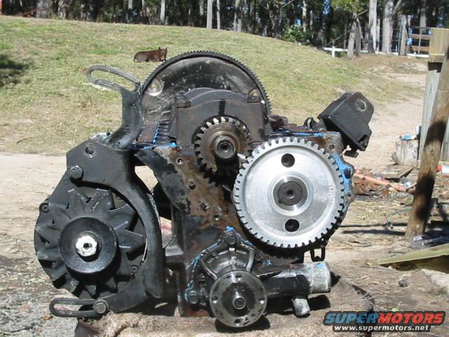 The alloy timing gear is slid in.