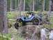 1990 Ford Bronco - Off-road buggy navigates a rocky trail in a wooded area.