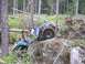 1990 Ford Bronco - This buggy is navigating a difficult rocky terrain with fallen trees in the background.
