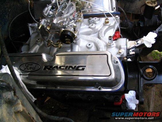 Chrome Ford Racing valve cover on engine