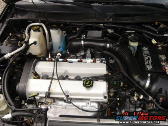 1999 Ford Escort engine bay with visible Ford logo on valve cover