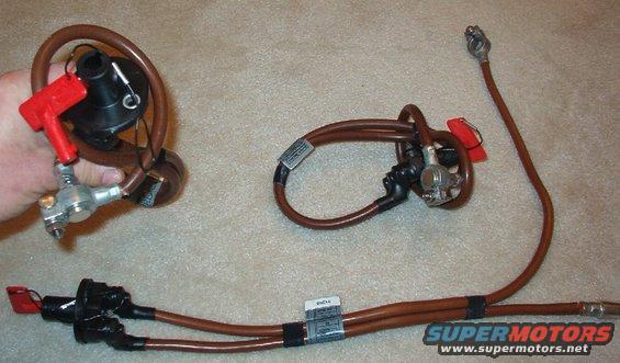 hella-switches.jpg These are Hella battery switches with heavy-gauge battery wires, used on '03-04 Land Rover Range Rovers as transport cutoff switches. They're rated at 100A continuous; 1000A @12V for 10 sec. The battery terminals are unusual, but also high-quality. The wire with the post is about 17" and the other is about 28". The switch is on when the red key is inserted, pushed in, and turned to lock. The nosepiece of the switch is 1 1/4" long from the mounting face. The wires have heat-shrink wrapping at the switch terminals, but they can be removed easily, exposing posts with nuts. Here's the Hella page: http://www.hella.com.au/cgi-bin/catalogue.pl?flcmd=preview&flmaint=290